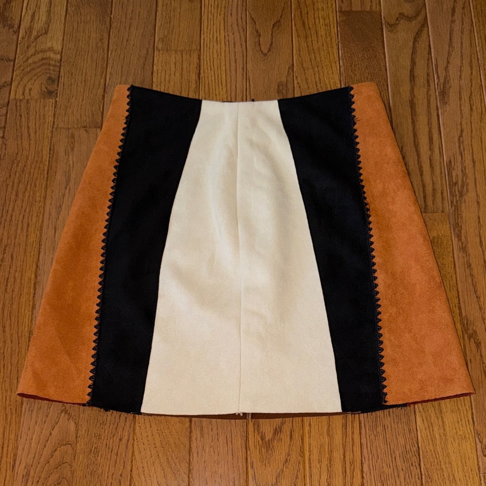 Altar'd State Black Ivory Tan Panelled Mini Skirt